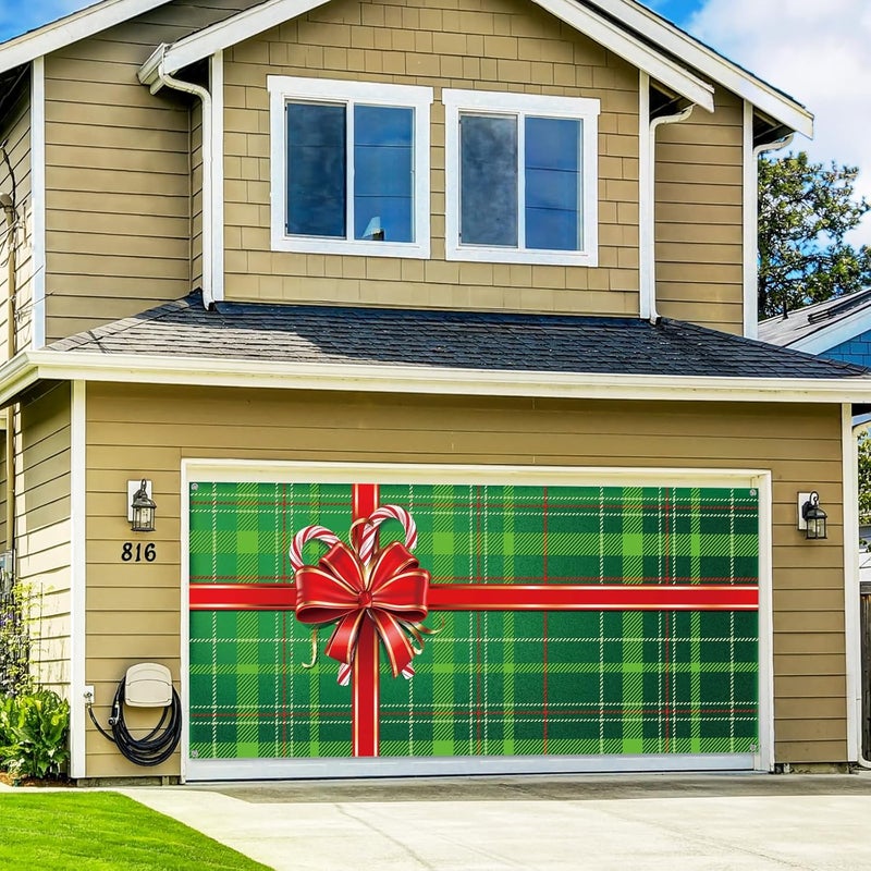 WovWeave Christmas Garage Door Cover - 7 x 16 ft Winter Xmas Garage Backdrop Banner for Outdoor Decoration (Gift Box) - Image 5